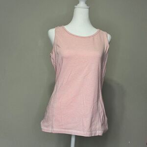 Talbots Women's L Large Pink and White Striped Sleeveless Tank Top